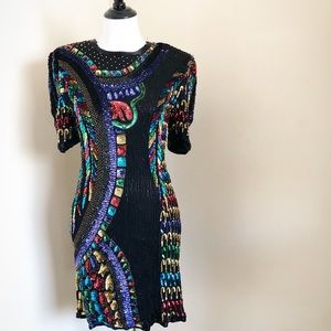 Vintage Silk Embroidered Dress